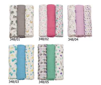 Набор пеленок 3шт. в уп. (малиновый), арт.348/02, производитель Babyono, ISBN 590-1-43540-796-7№ 8