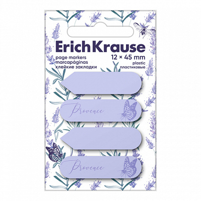 Клейкие закладки пластиковые Lavender, 12X45 мм, 80 листов, арт. 61591, производитель ErichKrause® (Эрих Краузе), ISBN 404-1-48561-591-0№ 1