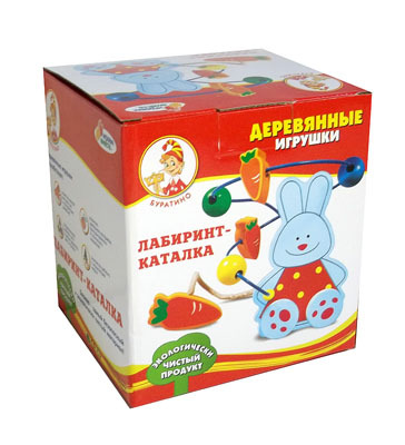 Деревянная игрушка Играем вместе Лабиринт-каталка.Заяц, производитель Симбат, ISBN 469-0-59002-380-8, № 1