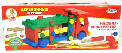 Деревянная игрушка Играем вместе Буратино Машинка-конструктор с инструментами в рус.кор., производитель Симбат, ISBN 693-4-61312-760-8, № 1