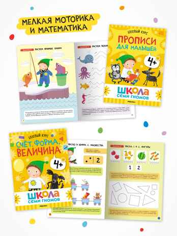 Годовой базовый курс. Комплект 4+ (Школа Семи Гномов. Базовый курс), 12 книг + развивающие материалы, производитель МОЗАИКА kids , ISBN 978-5-43154-057-8№ 6