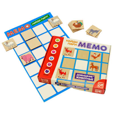 Мемо. Найди пару! Домашние животные (24 фишки), арт. Д574а, производитель АНДАНТЕ, ISBN 466-5-30476-013-3№ 1