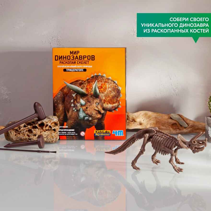 Раскопай скелет. Трицератопс, арт. 00-03228, производитель 4М, ISBN 489-3-15603-228-7, № 3
