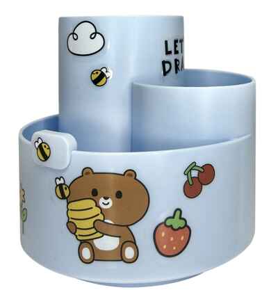 Подставка для канцтоваров, голубая, LOREX KIDS вращающ. 3 отд. 160х105х115 мм, пластик с наклейками, производитель ФАРМ, ISBN 460-2-72317-499-8№ 1