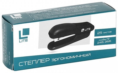 Степлер LITE 25 л. № 24/6 26/6 черный, производитель LITE, ISBN 460-2-72309-162-2№ 3