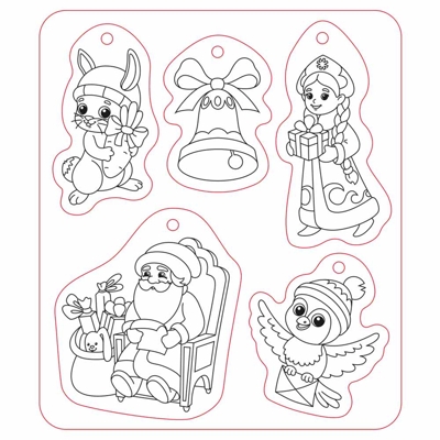 Ёлочные украшения своими руками. Дед Мороз и Снегурочка. 5 фигурок-раскрасок со шнурком, производитель ГЕОДОМ , ISBN 460-7-17745-716-1№ 2