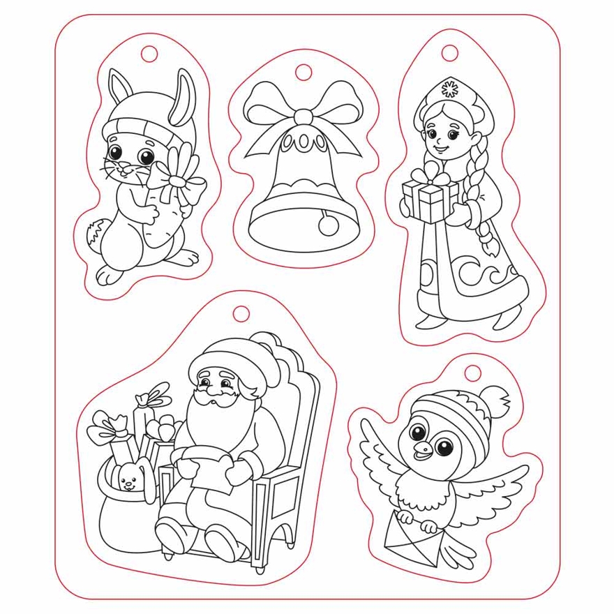 Ёлочные украшения своими руками. Дед Мороз и Снегурочка. 5 фигурок-раскрасок со шнурком, производитель ГЕОДОМ , ISBN 460-7-17745-716-1, № 2