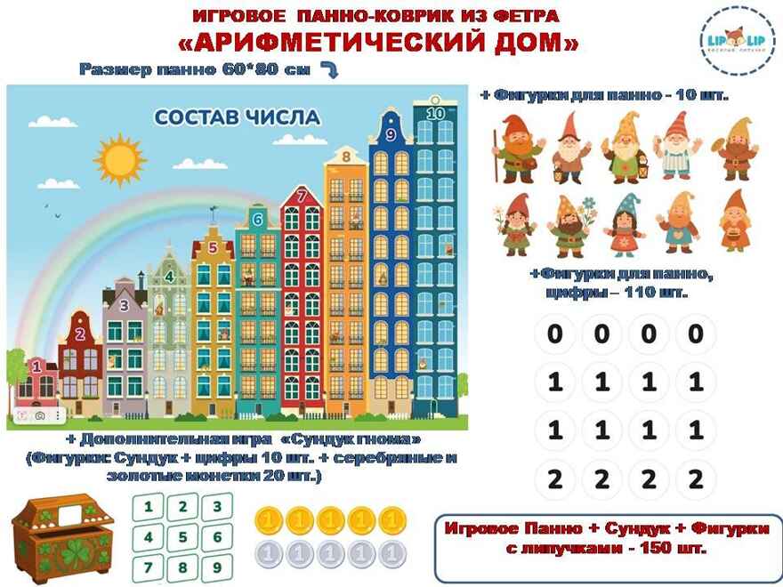 Арифметический дом панно, арт. LIP1204, производитель Веселые липучки LIP-LIP, ISBN 460-9-21800-179-1, № 1