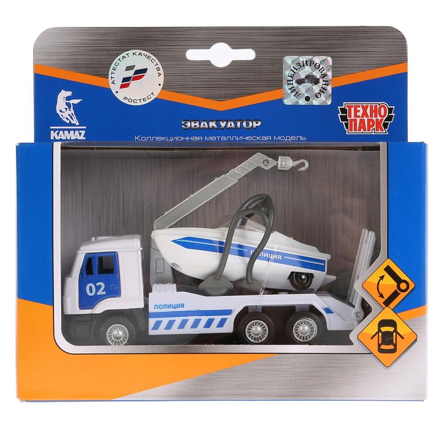 Машины металлическая Технопарк Камаз Эвакуатор Полиция и лодка, арт. 4690590148099, производитель Симбат, ISBN 469-0-59014-809-9, № 1
