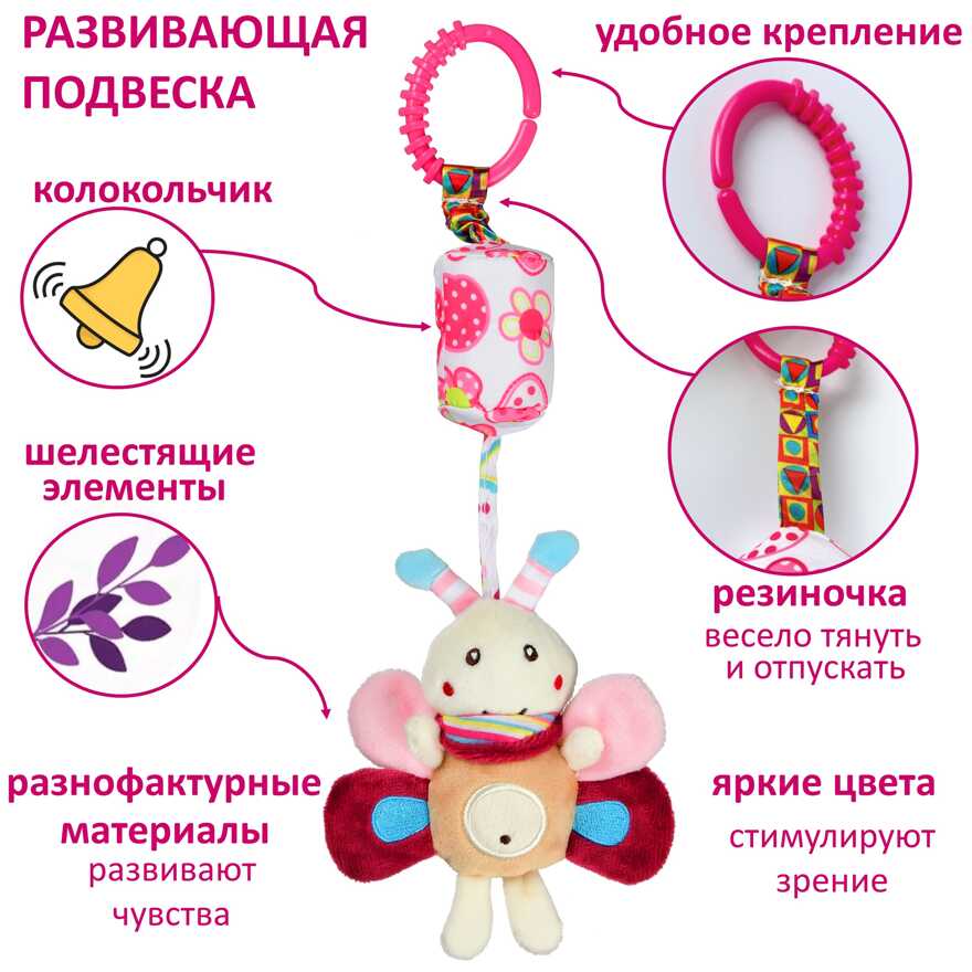 Игрушка-подвеска Uviton со звоночком Бабочка Арт 0604/01, производитель Uviton, ISBN 465-7-78025-103-8, № 1