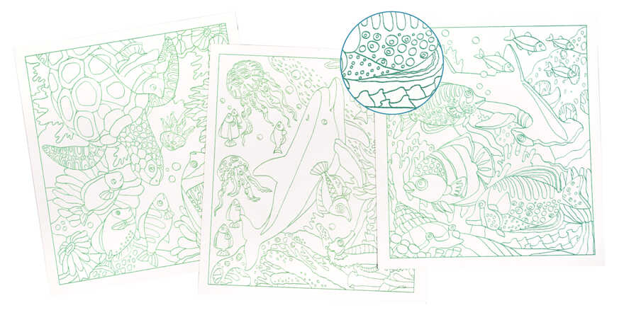 Набор контурных раскрасок  В морских глубинах. 3 основы. АРТ Галерея, производитель Айрис-пресс , ISBN 978-5-81126-675-3, № 4