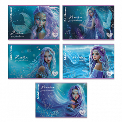 Альбом для рисования на скобе Aquamarine, А4, 40 листов, арт. 63449, производитель ErichKrause® (Эрих Краузе), ISBN 460-1-92163-449-5№ 1