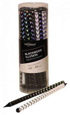 Карандаш чернографитный деревянный Blackwood Illusion НВ заточенный, трехгранный, арт. IFPNBWI-HB, производитель ФАРМ, ISBN 460-2-72316-978-9№ 1