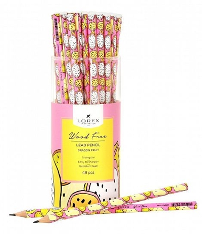 Карандаш чернографитный пластиковый Wood Dragon Fruit  НВ заточенный, трехгранный, арт. LXLPWF-DF, производитель ФАРМ, ISBN 460-2-72314-501-1№ 1