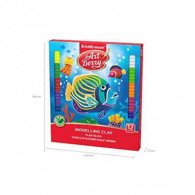 Классический пластилин ArtBerry с Алоэ Вера 12 цветов со стеком, 216г, арт. 41763, производитель ErichKrause® (Эрих Краузе), ISBN 464-0-02093-122-7№ 4