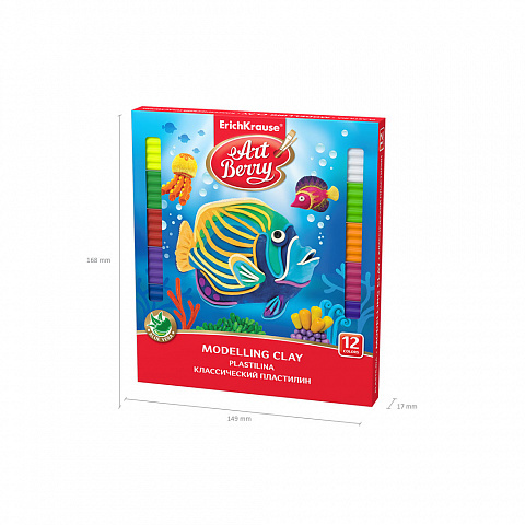 Классический пластилин ArtBerry с Алоэ Вера 12 цветов со стеком, 216г, арт. 41763, производитель ErichKrause® (Эрих Краузе), ISBN 464-0-02093-122-7, № 4