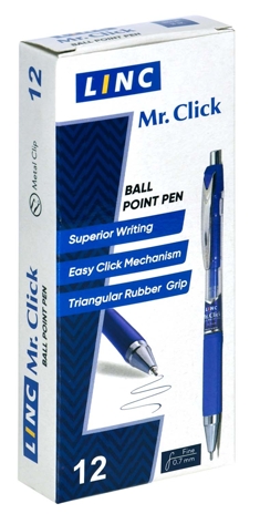 Ручка шарик.автом. Linc Mr. Click синий 0,7 мм грип игольчатый наконечник, арт. 4013, производитель ФАРМ, ISBN 802-9-17810-011-6№ 2