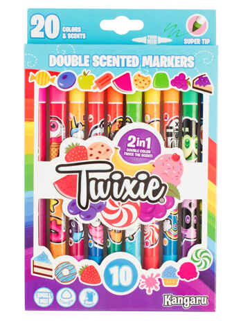 Ароматизированные тонкие фломастеры двусторонние Twixie Super Tip смываемые (10 шт.), арт. 2802, производитель Kangaru toys, ISBN 817-1-47022-802-6№ 1