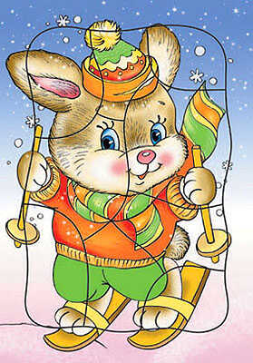 Пазл &quot;Зайка на лыжах&quot;, производитель Дрофа-медиа, ISBN 460-7-14735-079-9№ 1