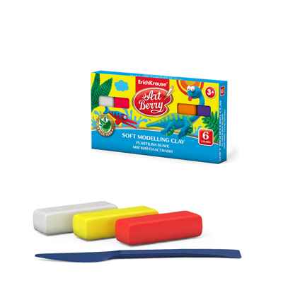 Мягкий пластилин ArtBerry с Алоэ Вера 6 цветов со стеком, 120г (коробка), арт. 41780, производитель ErichKrause® (Эрих Краузе), ISBN 464-0-02093-139-5№ 1