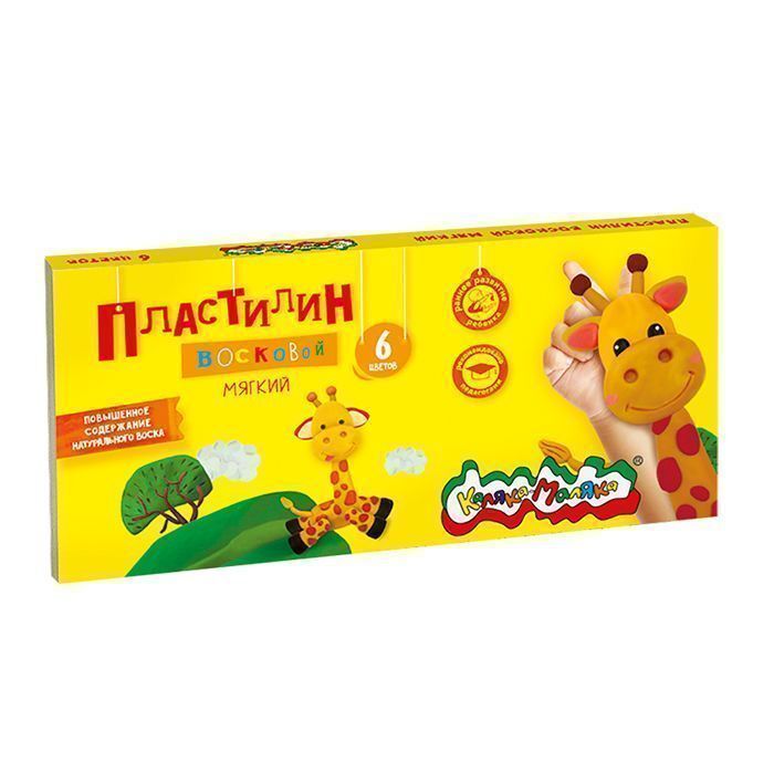 Каляка-Маляка Пластилин восковой 6 цветов, 90 гр., стек, арт. ПВКМ06, производитель ФАРМ, ISBN 460-2-72305-482-5, № 1