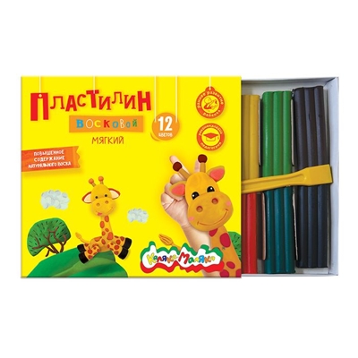 Каляка-Маляка Пластилин восковой 12 цветов, 180 гр., стек, арт. ПВКМ12, производитель ФАРМ, ISBN 460-2-72305-483-2№ 6