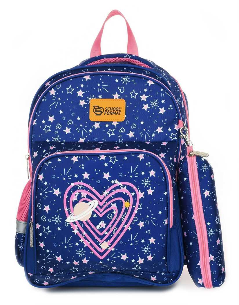 Рюкзак мягкий Schoolformat Hearts and stars, модель SOFT 2+, мягкий каркас, двухсекционный, 17 л, для девочек, арт. РЮКМ2П-ХНС, производитель ФАРМ, ISBN 460-2-72314-884-5, № 1