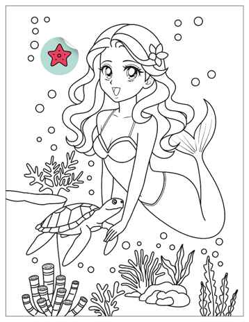 Русалочки (Аниме-раскраски с наклейками), книги с наклейками, производитель МОЗАИКА kids , ISBN 978-5-43154-660-0№ 4