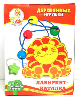 Деревянная игрушка Лабиринт-каталка. Львенок, производитель Симбат, ISBN 469-0-59002-378-5 № 1