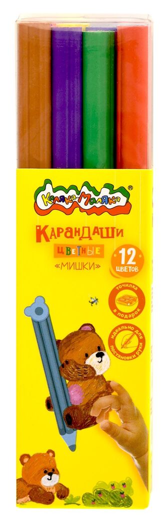 Набор цветных карандашей Jumbo Мишки 12 цветов, с точилкой, арт. КПКМ12-М, производитель ФАРМ, ISBN 460-2-72315-772-4, № 4