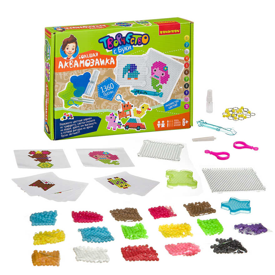 Набор для творчества БОЛЬШАЯ АКВАМОЗАИКА (1360 бусин), арт. ВВ3364, производитель Bondibon (Бондибон), ISBN 489-5-13603-367-3, № 2