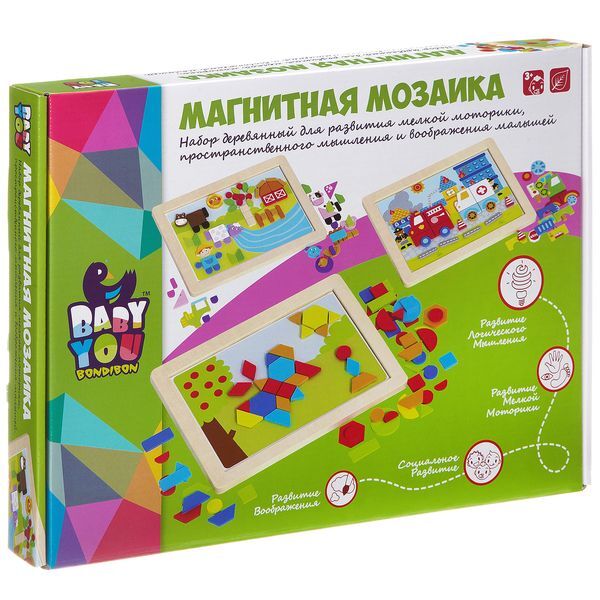 Деревянная магнитная мозаика Геометрические фигуры, Bondibon, арт. ВВ2039, производитель Bondibon (Бондибон), ISBN 489-5-13601-923-3, № 2