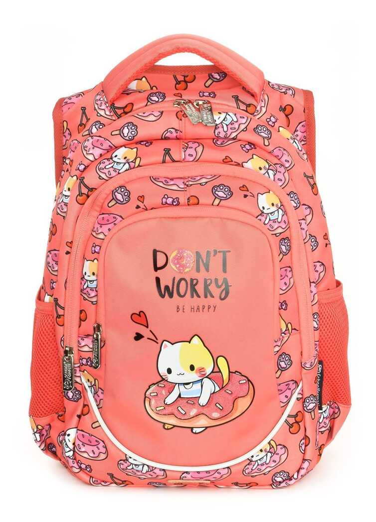 Рюкзак Schoolformat Kitten donut, модель SOFT 3, мягкий каркас, трехсекционный, 22 л, для девочек, арт. РЮКМ3-ПНК, производитель ФАРМ, ISBN 460-2-72314-899-9, № 1
