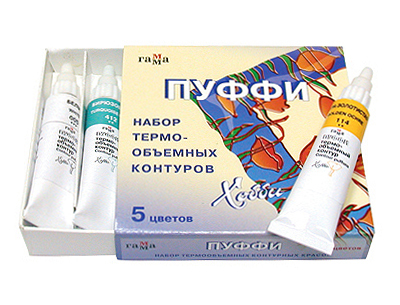 Набор контуров &quot;ПУФФ&quot;, 5 цветов, производитель ГАММА, ISBN 460-0-39502-316-3, № 1