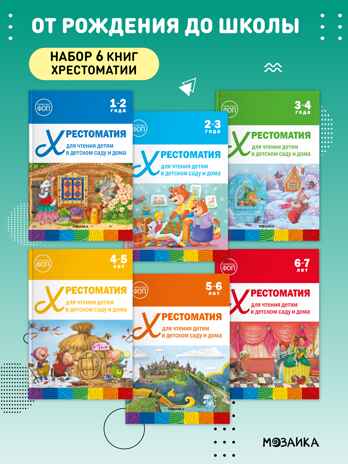 Хрестоматия для чтения детям в детском саду и дома. Набор из 6 книг, производитель МОЗАИКА-СИНТЕЗ , ISBN 978-5-43154-610-5№ 1