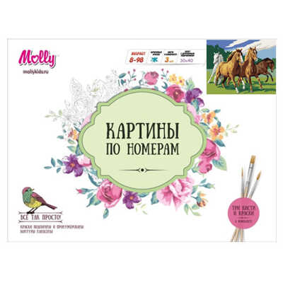 Картины по номерам Вольные скакуны 30х40, 16 красок,(Molly) арт. EX5054, производитель СильверТойз, ISBN 692-0-14087-208-1№ 3