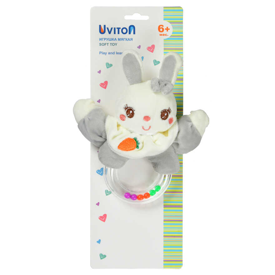 Игрушка-погремушка Uviton мягкая Кролик серый Арт 0610, производитель Uviton, ISBN 465-7-78025-114-4, № 2