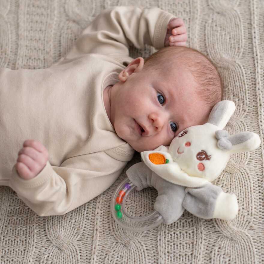 Игрушка-погремушка Uviton мягкая Кролик серый Арт 0610, производитель Uviton, ISBN 465-7-78025-114-4, № 7