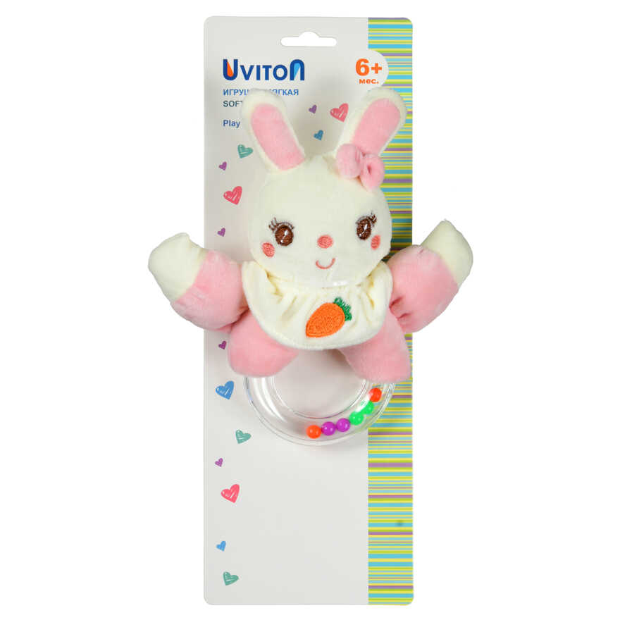 Игрушка-погремушка Uviton мягкая Кролик розовый Арт 0610, производитель Uviton, ISBN 465-7-78025-133-5, № 3