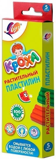 Пластилин растительный КРОХА 5 цв., арт. 25С 1557-08, производитель Луч, ISBN 460-1-18501-210-7, № 1