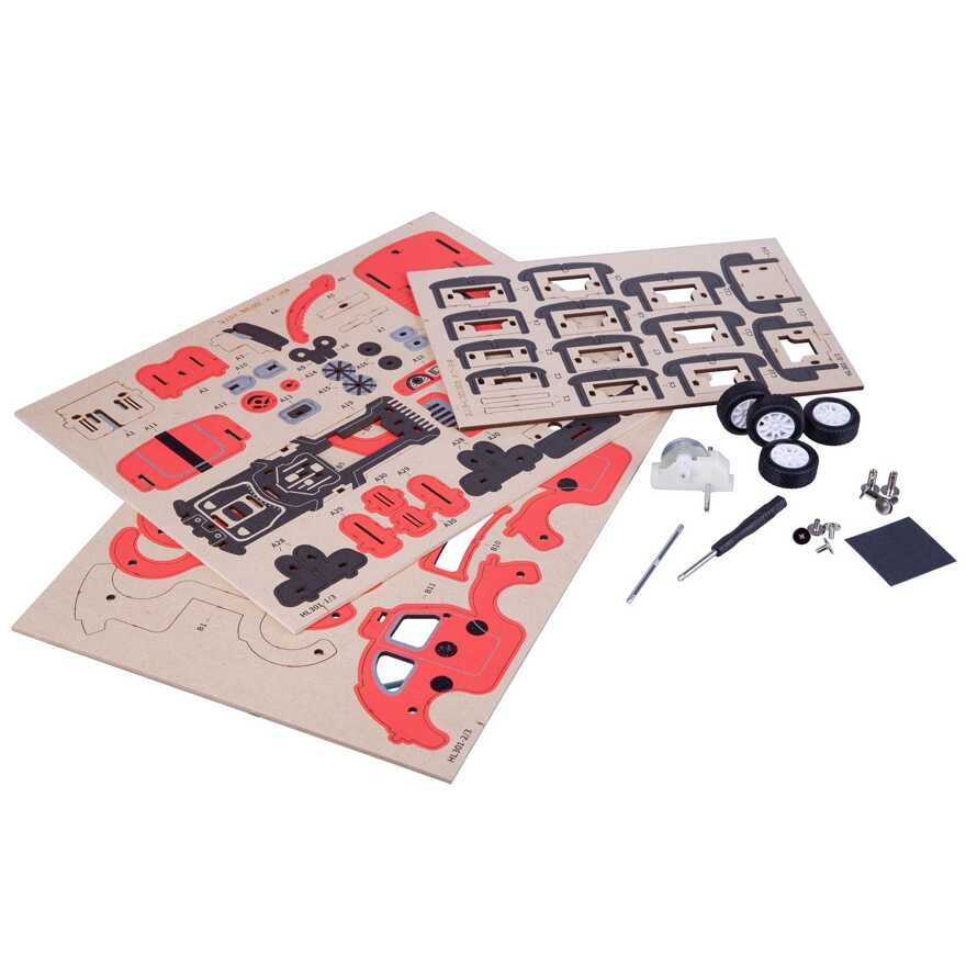 Набор для творчества . движущийся деревян. 3D пазл, МАШИНА КРАСНАЯ, 65 дет, арт. ВВ4682, производитель Bondibon (Бондибон), ISBN 489-5-13604-694-9, № 3