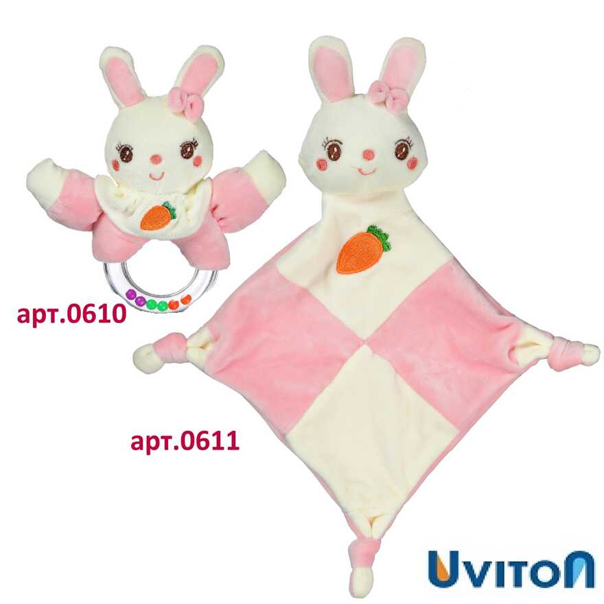 Игрушка-комфортер Uviton мягкая для спокойного сна новорождённых Кролик розовый Арт 0611, производитель Uviton, ISBN 465-7-78025-134-2, № 8