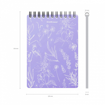 Блокнот с пластиковой обложкой на спирали Lavender, А6, 80 листов, клетка, арт. 59954, производитель ErichKrause® (Эрих Краузе), ISBN 460-1-92159-954-1№ 2
