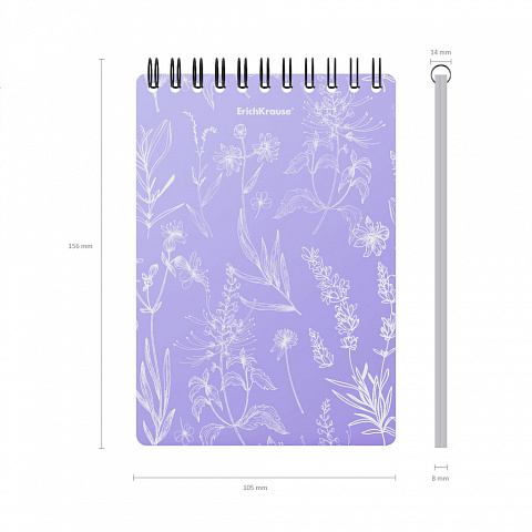 Блокнот с пластиковой обложкой на спирали Lavender, А6, 80 листов, клетка, арт. 59954, производитель ErichKrause® (Эрих Краузе), ISBN 460-1-92159-954-1, № 2