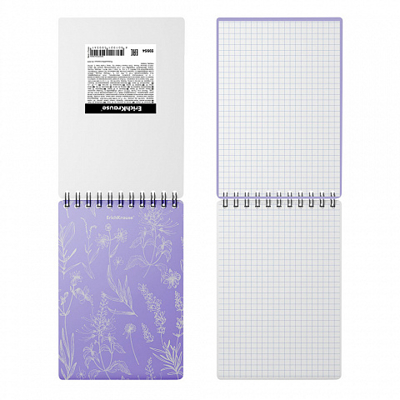 Блокнот с пластиковой обложкой на спирали Lavender, А6, 80 листов, клетка, арт. 59954, производитель ErichKrause® (Эрих Краузе), ISBN 460-1-92159-954-1№ 3