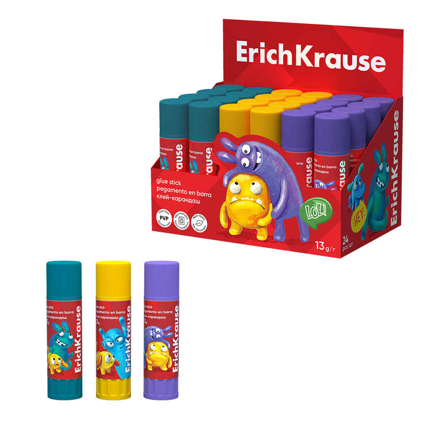 Клей-карандаш EasyStick Jolly Friends, 13 г., арт. 60910, производитель ErichKrause® (Эрих Краузе), ISBN 404-1-48560-910-0, № 1