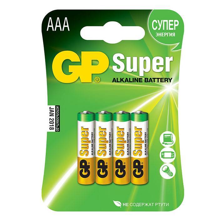 Батарейка GP SUPER LR03 ААА алкалин. 1,50 V блистер, производитель GP (ДжиПи), ISBN 489-1-19900-005-8, № 1