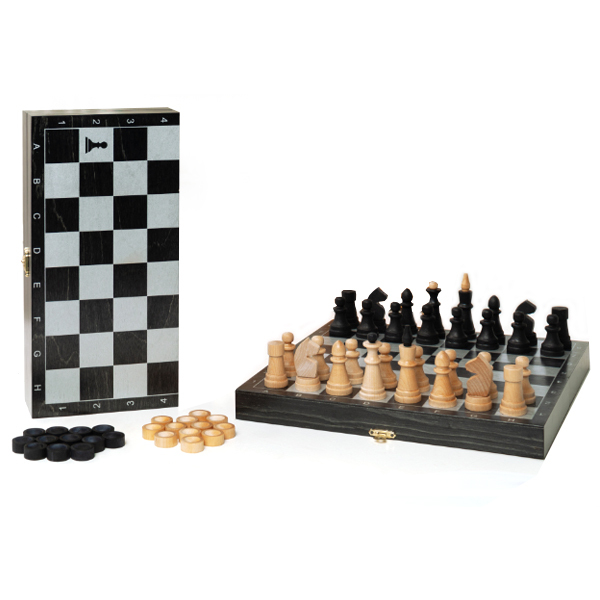 Игра  2 в 1 дорожная черная, шахматы, шашки, арт. 497-21, производитель Фабрика игр, ISBN 460-3-74429-136-7, № 1