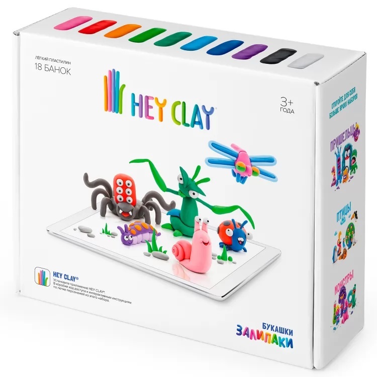 Легкий пластилин HEY CLAY Залипаки &quot;Букашки&quot;, производитель Hey Clay, ISBN 489-7-10524-005-1, № 1