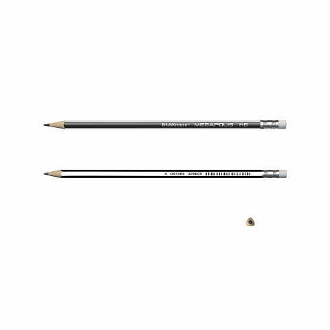 Чернографитный трехгранный карандаш с ластиком MEGAPOLIS HB , арт. 43581, производитель ErichKrause® (Эрих Краузе), ISBN 404-1-48543-581-5, № 2